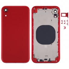 Square Frame Battery Back Cover с SIM картата тава и странични бутони за iPhone XR (червен)