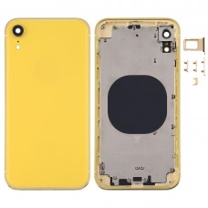 Marco cuadrado de la batería de la contraportada con la bandeja de tarjeta SIM y teclas laterales para iPhone XR (amarillo)