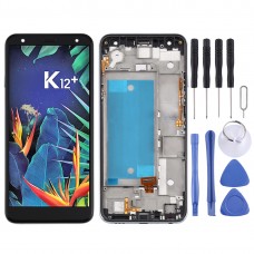 ЖК-екран і дігітайзер Повне зібрання з рамкою для LG K40 LMX420 / X4 2019 / K12 Plus, подвійний SIM (чорний)