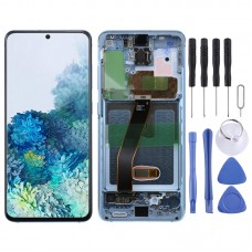 Original Dynamic AMOLED Material LCD Screen and Digitizer Full Assembly with Frame for Samsung Galaxy S20(Blue)