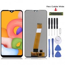 Original PLS TFT Material LCD Screen and Digitizer Full Assembly (Flex Cable Wide) for Samsung Galaxy A01 (Black)