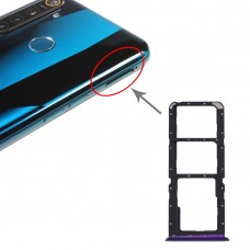 SIM-kort facket + SIM-kort fack + Micro SD Kort fack för OPPO Realme 5 Pro / Q (Lila)