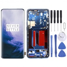 Materiał AMOLED ekran LCD i Digitizer Pełna Montaż z ramą dla OnePlus 7 Pro (niebieski)