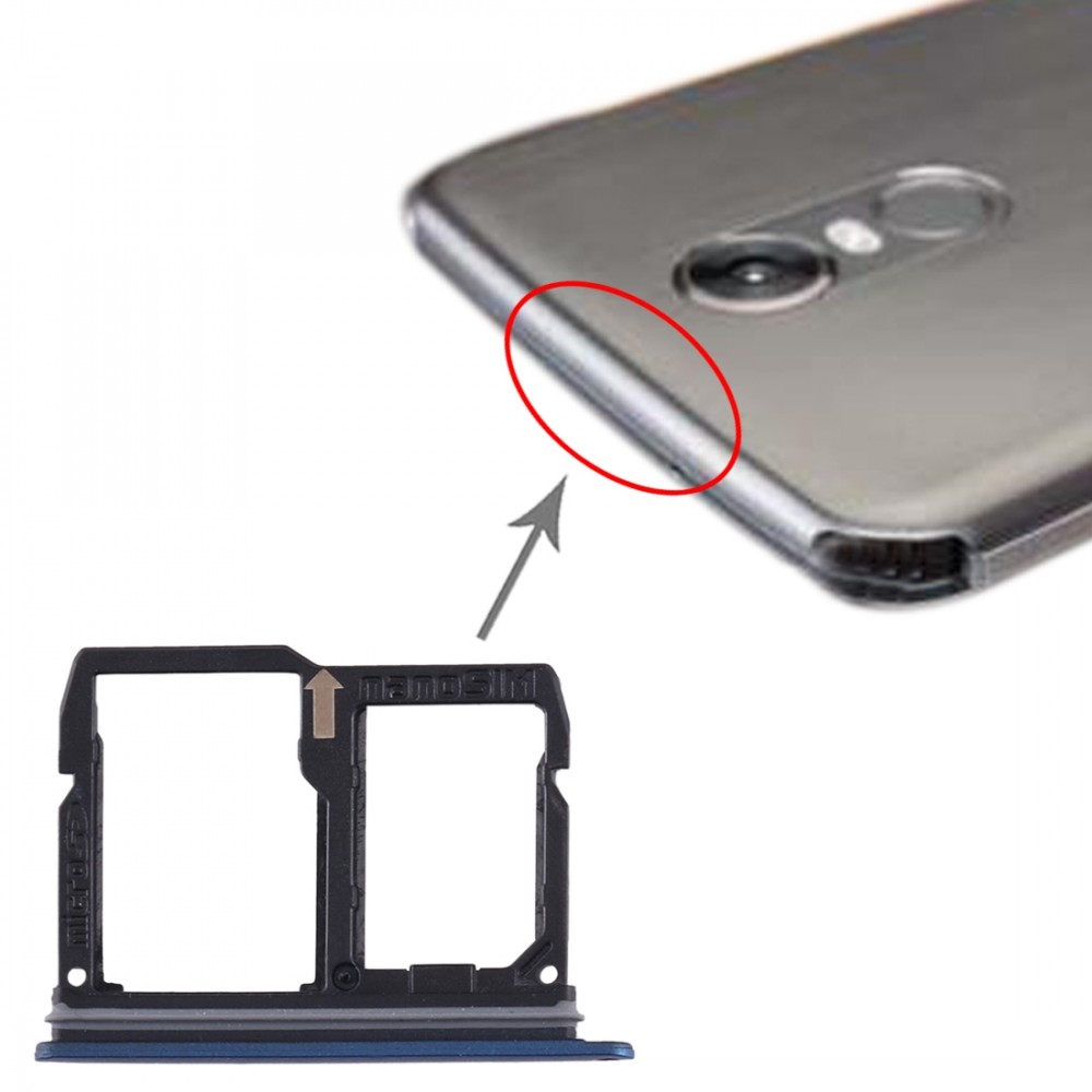 Nano SIM Card Tray + Micro SD Card Tray for LG Stylo 4 / Q Stylus Q710 / LM-Q710CS / LM-Q710MS / LM-Q710ULS / LM-Q710ULM / LM-Q710TS / LM-Q710WA (Blue)