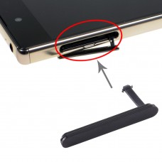 SIM-Karte Cap + Micro SD-Karte Staubdichtes-Block für Sony Xperia Z5 Prämie (Schwarz)