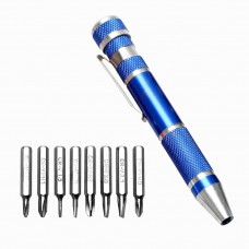 8 1 Portable Pen koos Magnetic Multifunktsionaalne kruvikeerajate komplekt mobiiltelefonide ja arvutite hooldus Tool (sinine)