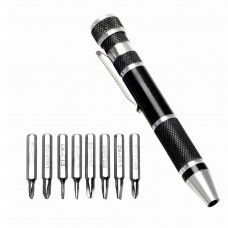 8 in 1 Portable Pen With Magnetic Multi-function Screwdriver Set for Mobile Phone and Computer Maintenance Tool(black) 