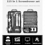 115 in 1 Präzisions-Schraubendreher Handy-Computer-Demontage Maintenance Tool-Set (Schwarz)