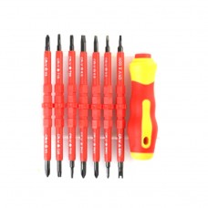 7 in 1 Bit საიზოლაციო მრავალპროფილიან Repair Tool screwdriver მითითებული (წითელი)