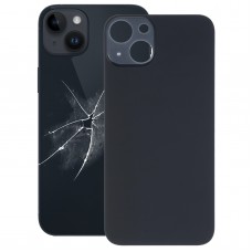 För iPhone 14 plus enkel ersättning Big Camera Hole Glass Back Battery Cover (svart)