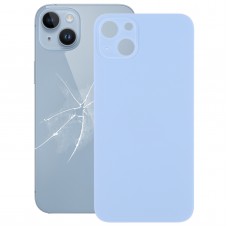 Лесен замяна на Big Camera Hole Glass Back Battery Cover за iPhone 14 (син)