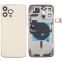 对于iPhone 13 Pro Max电池盖，带有侧键和卡托盘和电源 +音量弹性电缆和无线充电模块（金）