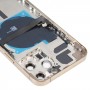 За iPhone 13 Pro Max капак на батерията със странични клавиши и табла за карти и мощност + модул за зареждане на силата на звука и безжично зареждане (злато)