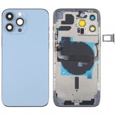 För iPhone 13 Pro Max Battery Back Cover med sidtangenter & kortfack & Power + Volume Flex Cable & Wireless laddningsmodul (blå)
