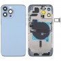 对于iPhone 13 Pro Max电池盖带侧键和卡托盘和电源 +音量弹性电缆和无线充电模块（蓝色）