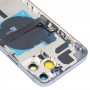 Dla iPhone 13 Pro Max Battery Tylna pokrywa baterii z klawiszami bocznymi i tacą karty i zasilania + głośność elastyczna kabel i moduł ładowania bezprzewodowego (niebieski)