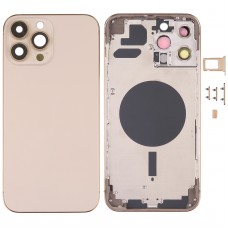 Zpětný kryt bydlení s zásobníkem SIM karty a boční klíče a objektiv fotoaparátu pro iPhone 13 Pro Max (zlato)