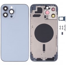 Cubierta de carcasa posterior con bandeja de tarjeta SIM y llaves laterales y lente de cámara para iPhone 13 Pro Max (azul)