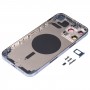 iPhone 13 Pro Max（青）用のSIMカードトレイとサイドキー＆カメラレンズ付きのバックハウジングカバー