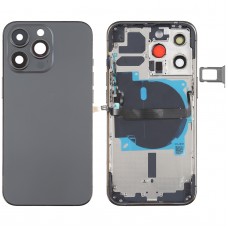 iPhone 13のためにサイドキーとカードトレイ＆パワー +ボリュームフレックスケーブルとワイヤレス充電モジュール（ブラック）を備えたバッテリーバックカバー