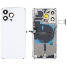For iPhone 13 Pro Battery Back Cover with Side Keys & Card Tray & Power + Volume Flex Cable & Wireless Charging Module(White) 
