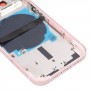 За iPhone 13 капак на батерията със странични клавиши и табла за карти и мощност + обем гъвкав кабел и безжичен модул за зареждане (розов)