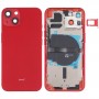 对于iPhone 13电池盖，带有侧键和卡托盘和电源 +音量弹性电缆和无线充电模块（红色）