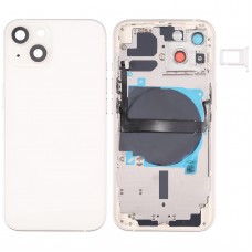 Per iPhone 13 Cover Battery Cover con tasti laterali e vassoio di schede e alimentazione + Volume Flex Cable e Modulo di ricarica wireless (bianco)