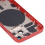 iPhone 13ミニ用のSIMカードトレイとサイドキーとカメラレンズ付きのバックハウジングカバー（赤）