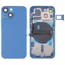 For iPhone 13 mini Battery Back Cover with Side Keys & Card Tray & Power + Volume Flex Cable & Wireless Charging Module(Blue) 