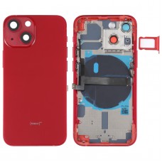 对于iPhone 13迷你电池封面，带有侧键和卡托盘和电源 +音量弹性电缆和无线充电模块（红色）