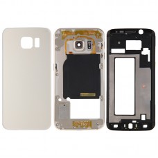 Galaxy S6 Edge / G925 täiskorpusekatte jaoks (eesmine korpuse LCD raami raamiplaat + tagaplaadi korpuse kaamera objektiivi paneel + aku tagakaas) (kuld)