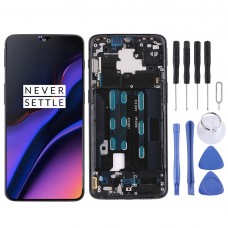 For OnePlus 6T Digitizer Full Assembly with Frame OEM LCD Screen (Black)