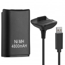 4800mAh Rechargeable Battery Pack & Chargeable Cable for XBOX 360(Black) 