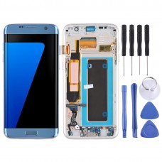 Galaxy S7 Edge / G935F / G935FD（青）用のオリジナルのスーパーAMOLEDマテリアルLCDスクリーンとデジタイザーフルアセンブリ（フレーム /充電ポートフレックスケーブル /電源ボタン /ボリュームボタンフレックスケーブル） 