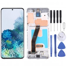 Original Dynamic AMOLED Material LCD Screen and Digitizer Full Assembly with Frame for Samsung Galaxy S20 4G SM-G980(Silver)