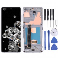 Original Super AMOLED LCD Screen for Samsung Galaxy S20 Ultra 4G/S20 Ultra 5G Digitizer Full Assembly with Frame (Grey)