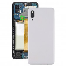 För Samsung Galaxy A02 -batteriets bakåtskydd med kameralinsskydd (vit)