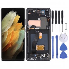 ორიგინალი Super Amoled LCD ეკრანი Samsung Galaxy S21 Ultra 5G SM-G998B Digitizer სრული შეკრება ჩარჩოებით (შავი)
