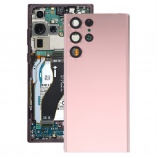 Для Samsung Galaxy S22 Ultra 5G SM-S908B Батарея задняя крышка с крышкой для камеры (розовый)