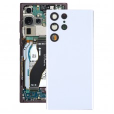 עבור Samsung Galaxy S22 Ultra 5G SM-S908B סוללה כיסוי אחורי עם כיסוי עדשת מצלמה (לבן)