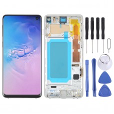TFT LCD Screen For Samsung Galaxy S10 SM-G973 Digitizer Full Assembly with Frame, Not Supporting Fingerprint Identification(Silver)