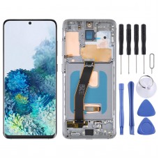 OLED LCD Screen For Samsung Galaxy S20 SM-G980 Digitizer Full Assembly with Frame (Grey)