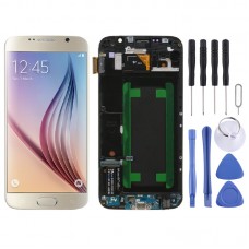 ორიგინალი Super Amoled LCD ეკრანი Samsung Galaxy S6 SM-G920F Digitizer სრული ასამბლეა ჩარჩოთი (ოქრო)