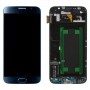 Alkuperäinen Super AMOLED LCD -näyttö Samsung Galaxy S6 SM-G920F Digitoinnista Koko kokoonpano kehyksellä (sininen)