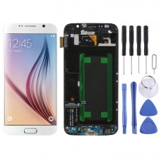 Original Super AMOLED LCD Screen For Samsung Galaxy S6 SM-G920F Digitizer Full Assembly with Frame (White)