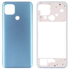 Pour la couverture arrière de la batterie Oppo A15 / A15S / A35 avec cadre moyen (bleu)