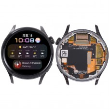 Originaalne LCD -ekraan ja digiteerija täielik komplekt koos raamiga Huawei Watchi jaoks 3 (must)