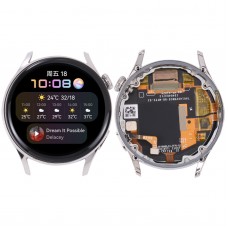 Original LCD -skärm och digitizer full montering med ram för Huawei Watch 3 (Silver)