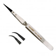 JAKEMY JM-T10-12 Replaceable Anti-static Straight Tweezers with Curved Tip 